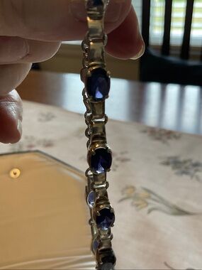 Classic  Sterling Silver Bracelet with7 Amethyst Stones